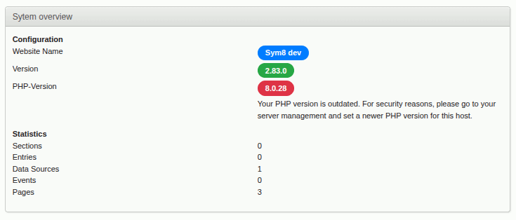 Screenshot of the system overview