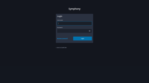 The login form in dark mode
